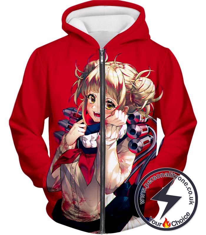 My Hero Academia Cute Anime Villain Himiko Toga Awesome Anime Red Zip Up Hoodie